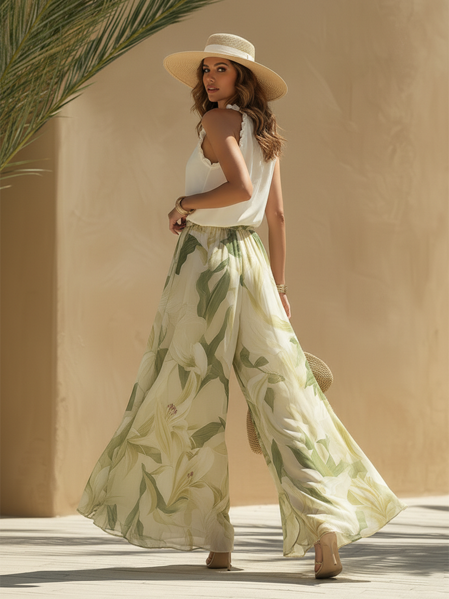 Lysandra™ | Elegant summer set with halter top and trousers