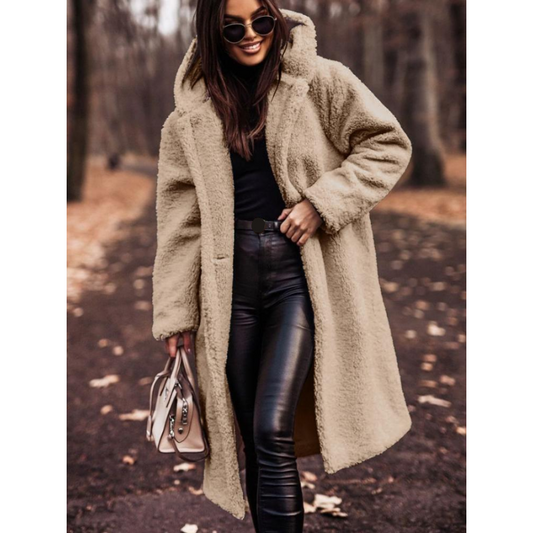 Lange Teddy Jas Met Capuchon Voor Dames – Warme Winterjas Met Zachte Voering