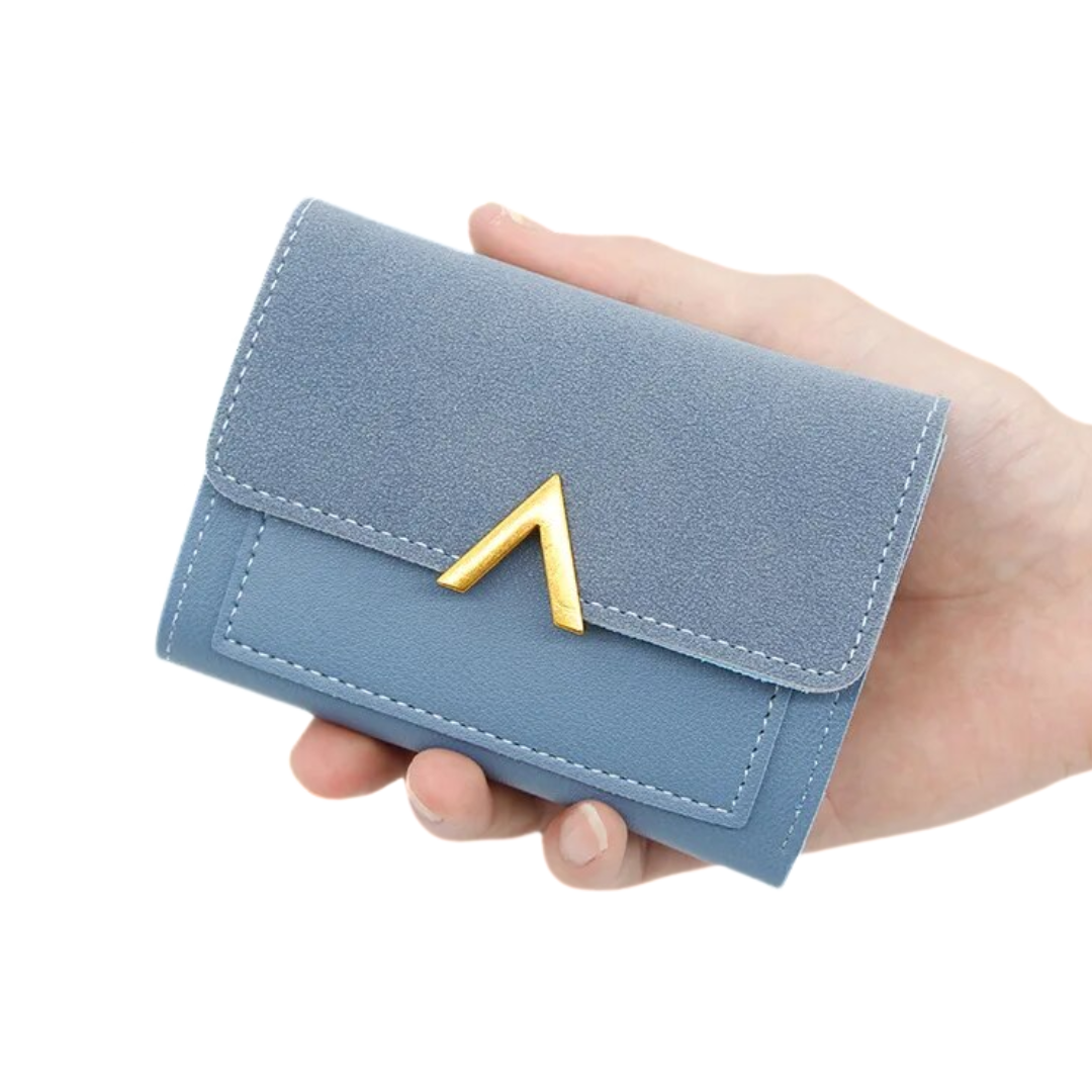 Amélie Laurent | Luxury Velvet-Suede Mini Wallet with Gold Fastener