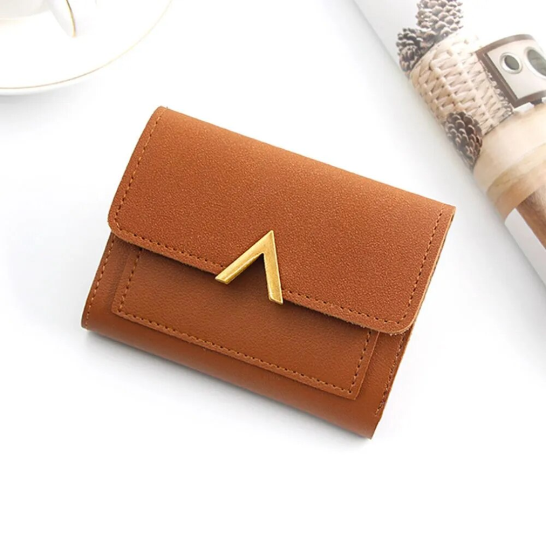 Amélie Laurent | Luxury Velvet-Suede Mini Wallet with Gold Fastener