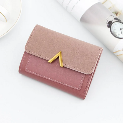 Amélie Laurent | Luxury Velvet-Suede Mini Wallet with Gold Fastener