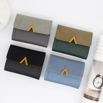 Amélie Laurent | Luxury Velvet-Suede Mini Wallet with Gold Fastener