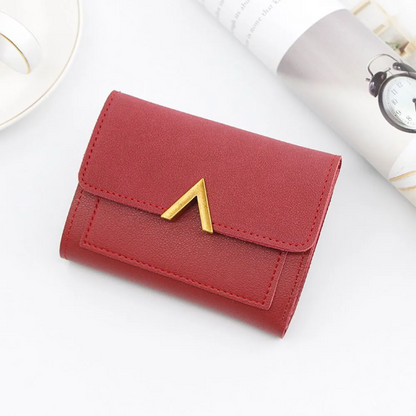 Amélie Laurent | Luxury Velvet-Suede Mini Wallet with Gold Fastener
