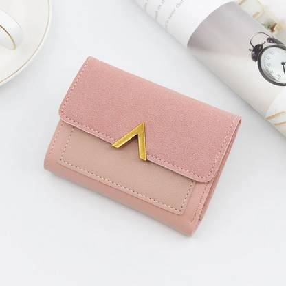 Amélie Laurent | Luxury Velvet-Suede Mini Wallet with Gold Fastener