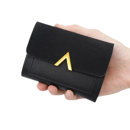 Amélie Laurent | Luxury Velvet-Suede Mini Wallet with Gold Fastener