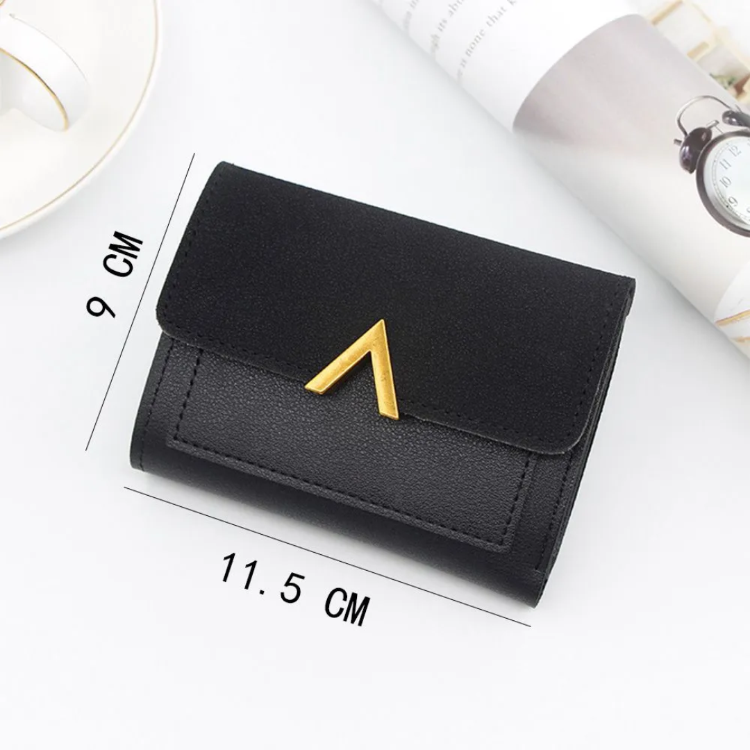 Amélie Laurent | Luxury Velvet-Suede Mini Wallet with Gold Fastener