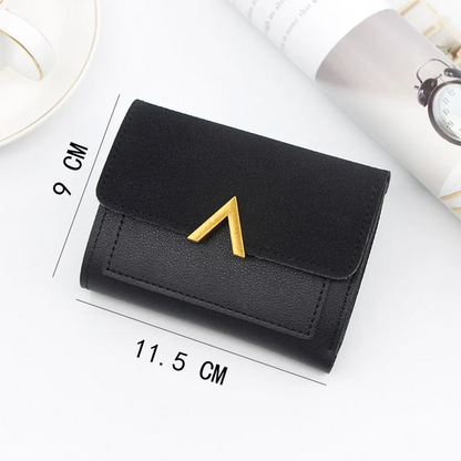 Amélie Laurent | Luxury Velvet-Suede Mini Wallet with Gold Fastener