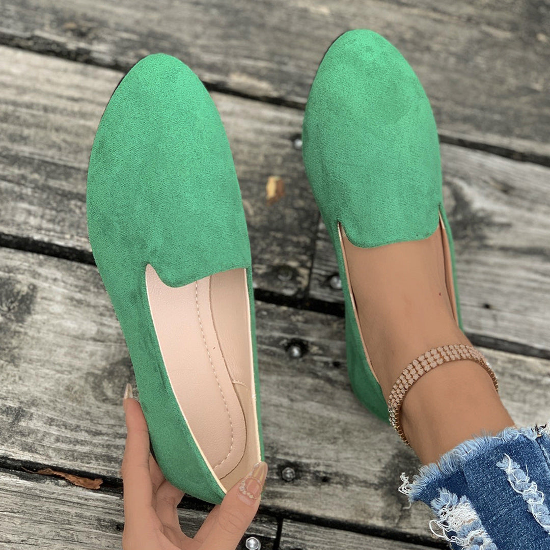 SHERNA™ - Women's Solid Colour Flats Soft Sole Pointed Toe Slip-On Shoes