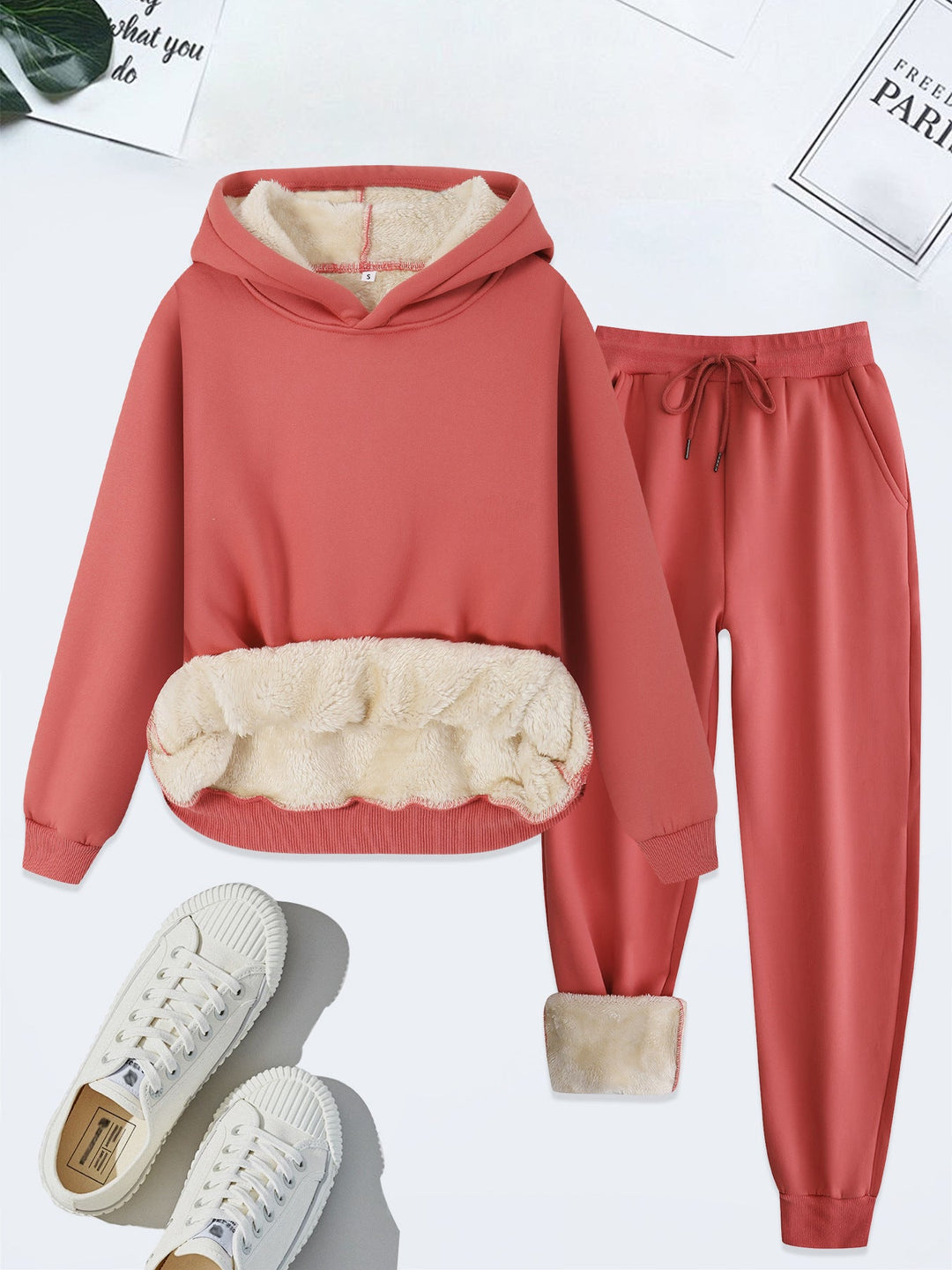 FORDA™ - Cozy Solid Colour Hoodie and Drawstring Trousers Set