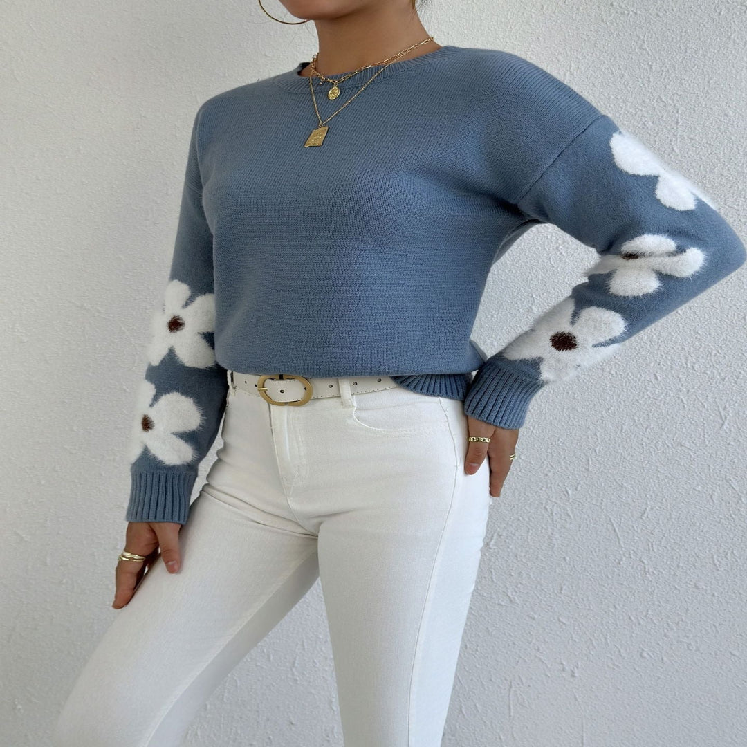 ZOEY™ - Round Neck Floral Pattern Sweater for Autumn/Winter