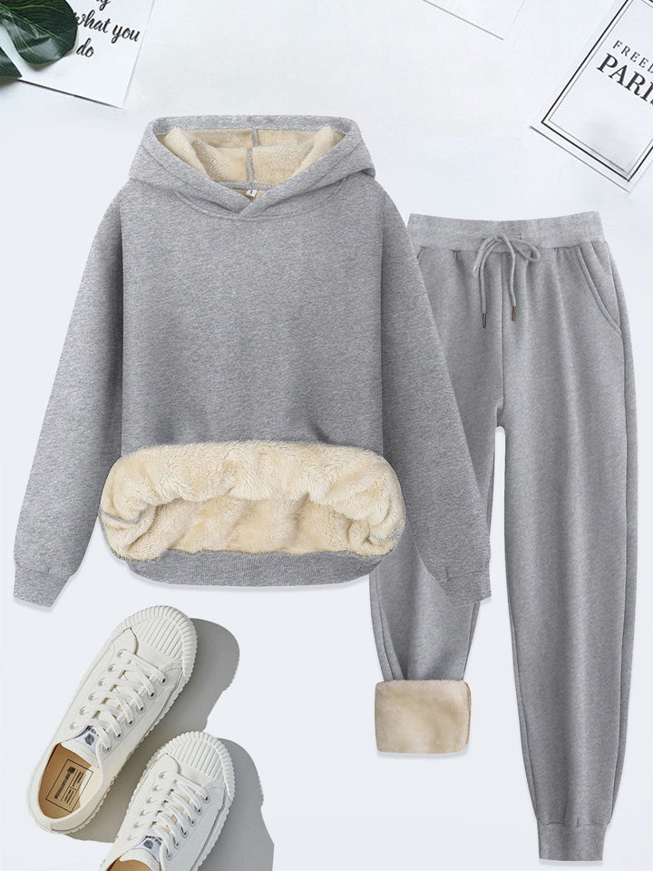 FORDA™ - Cozy Solid Colour Hoodie and Drawstring Trousers Set