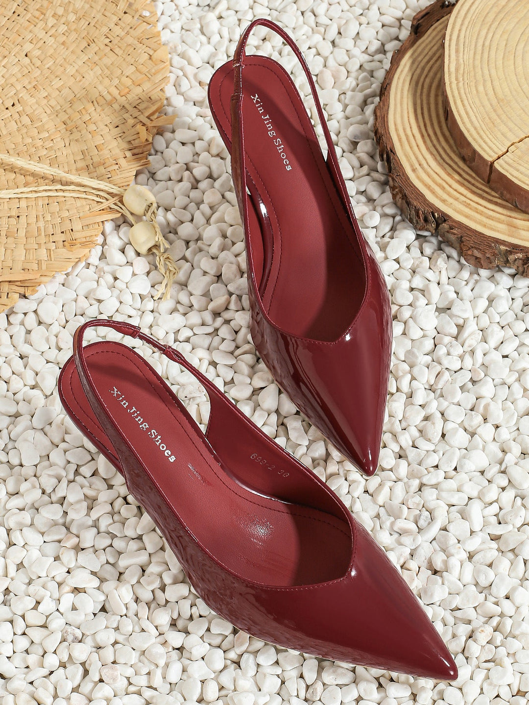 AMIRA™ - Women’s PU Leather Slingback Heels Simple Solid Colour Pointed Toe Pumps