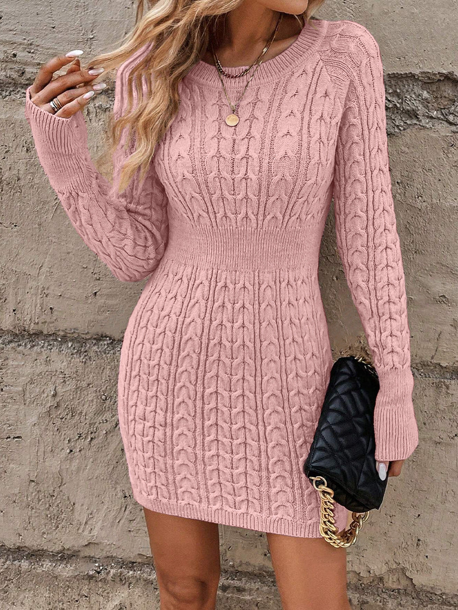 ALVA™ - Cable Knit Bodycon Sweater Dress with Round Neck for Autumn & Winter