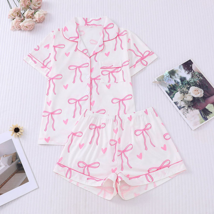 SHAKILA™ - Casual Crop Shirt and Short Pyjama Set
