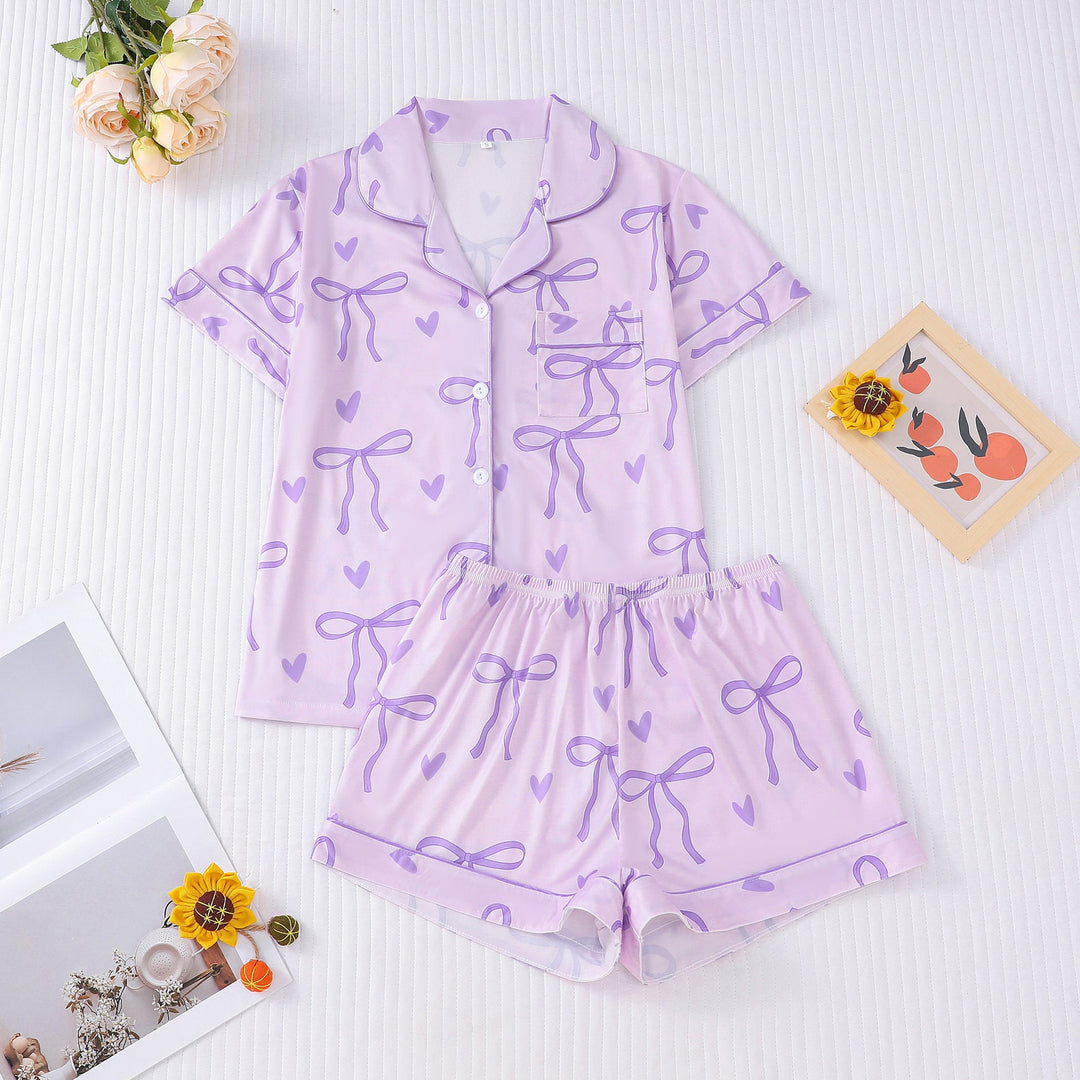 SHAKILA™ - Casual Crop Shirt and Short Pyjama Set