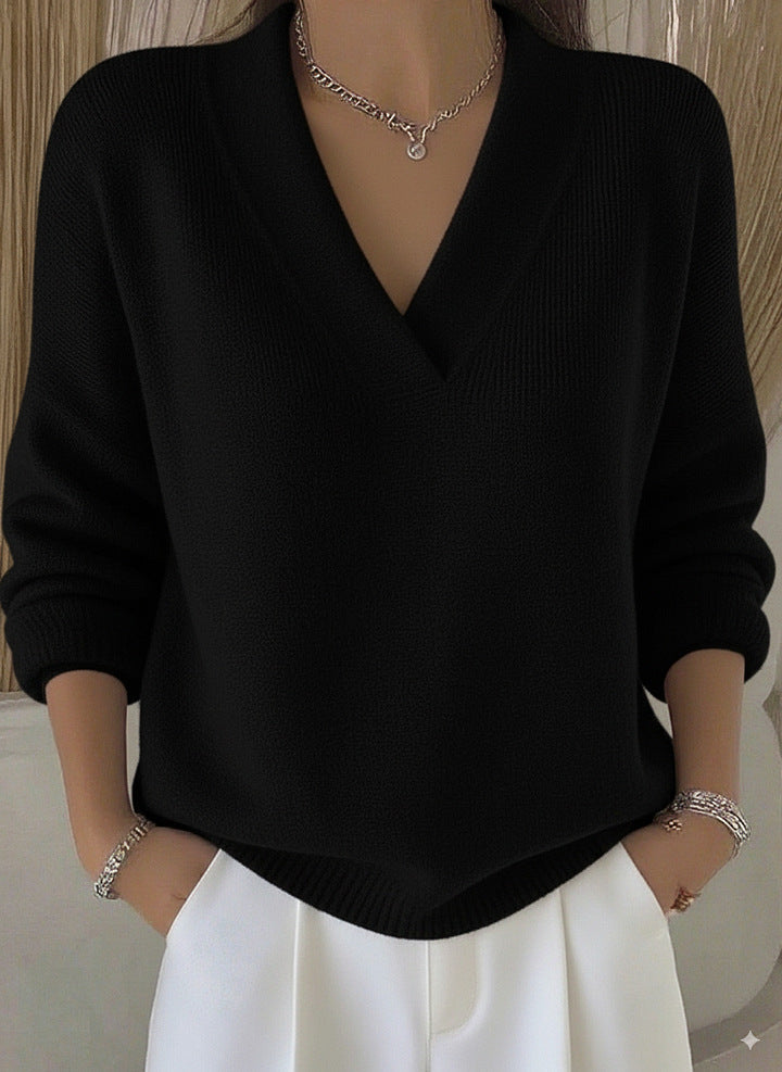 Clara | Μαλακό Ροζ Πουλόβερ V-Neck σε Χαλαρή Γραμμή