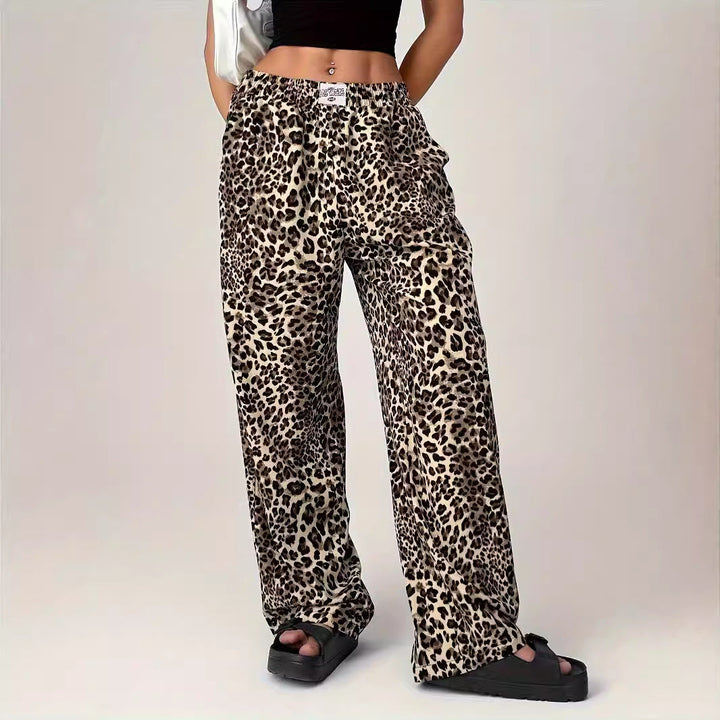 LIEZEL™ – Comfy Straight-Leg Leopard Print Trousers