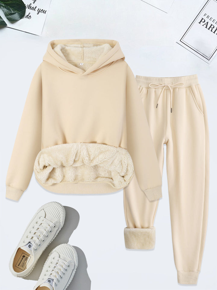 FORDA™ - Cozy Solid Colour Hoodie and Drawstring Trousers Set