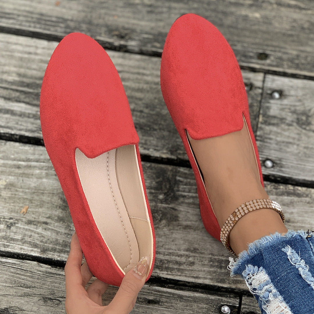 SHERNA™ - Women's Solid Colour Flats Soft Sole Pointed Toe Slip-On Shoes