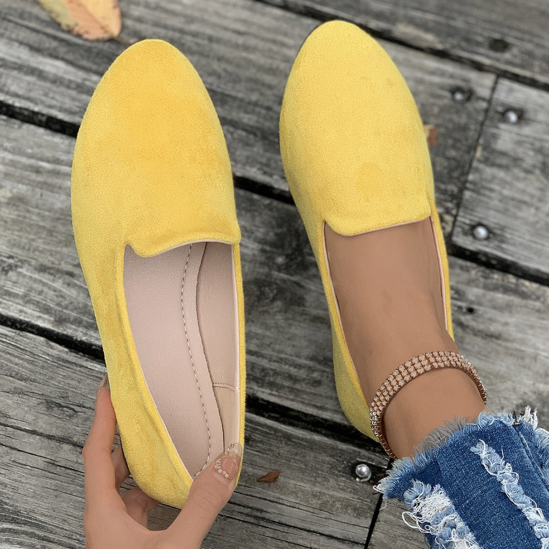 SHERNA™ - Women's Solid Colour Flats Soft Sole Pointed Toe Slip-On Shoes