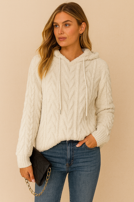 Women’s Stylish Trendy Knitted Hoodie with Texture | Shola