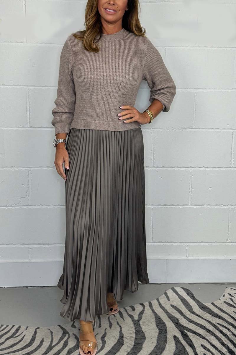 SOPHIA™ - Knitted Jumper & Pleated Satin Skirt