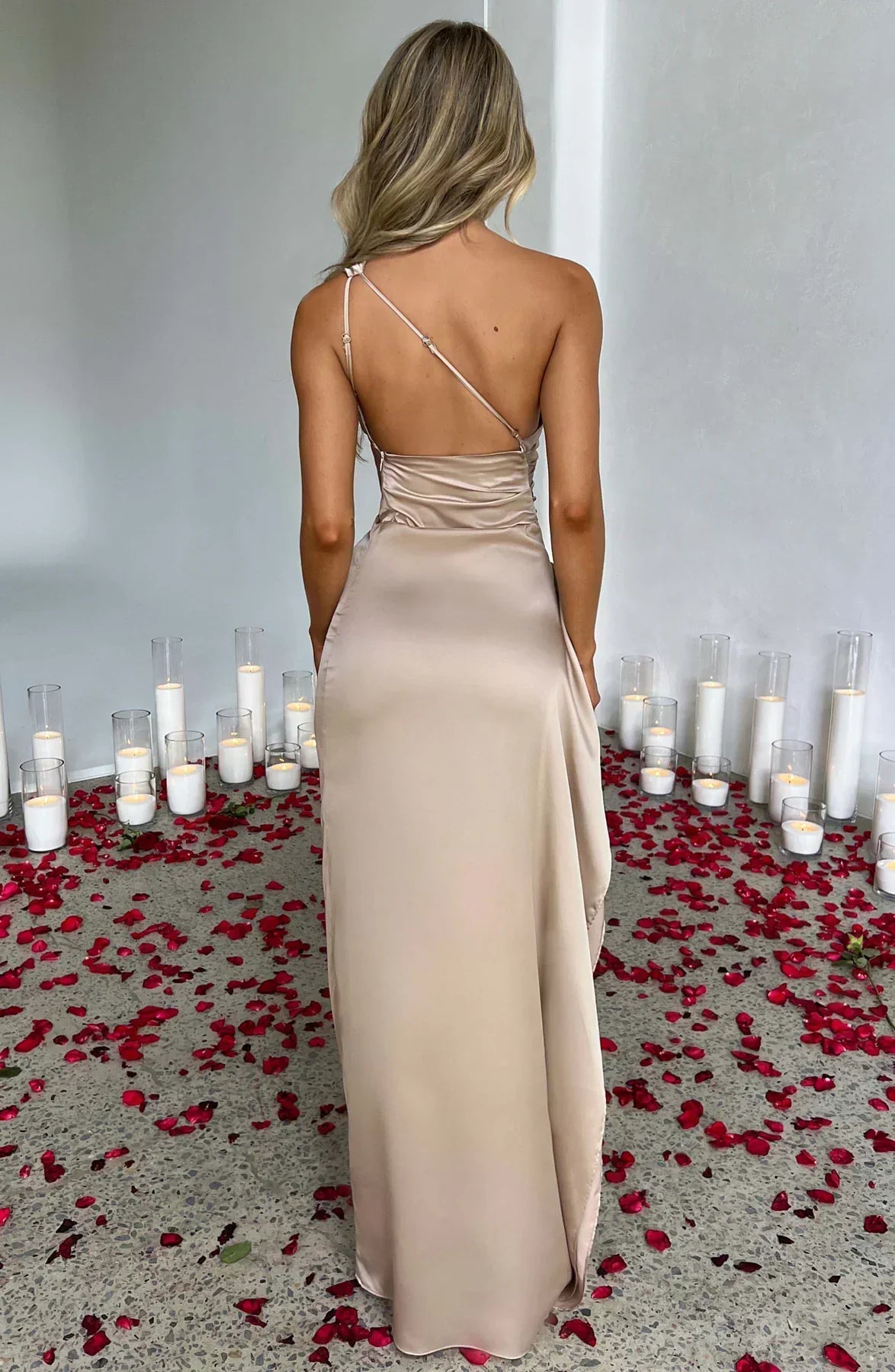 Seraphina Grace | Luxury Satin Evening Dress with Slit – Timeless Elegance