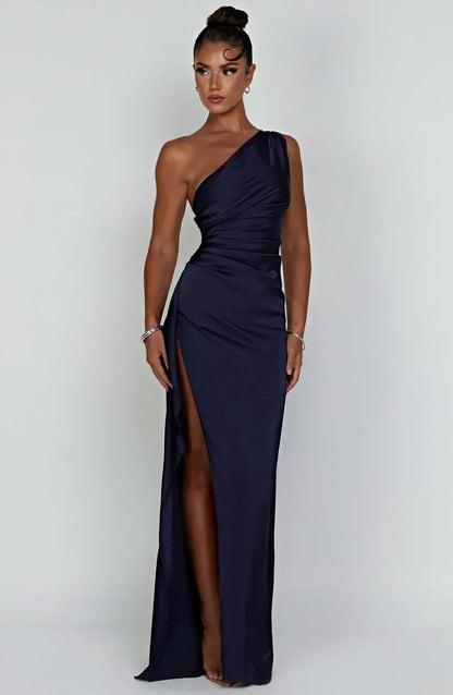 Seraphina Grace | Luxury Satin Evening Dress with Slit – Timeless Elegance