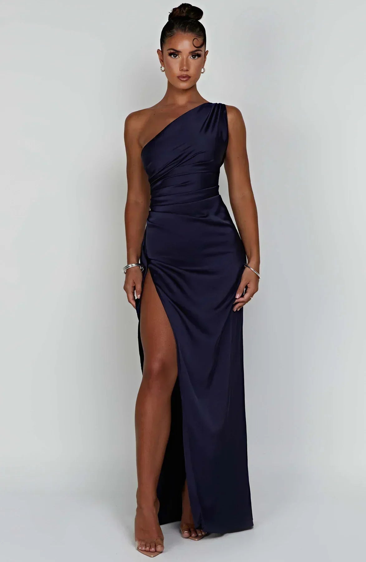 Seraphina Grace | Luxury Satin Evening Dress with Slit – Timeless Elegance