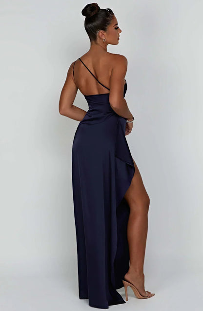 Seraphina Grace | Luxury Satin Evening Dress with Slit – Timeless Elegance
