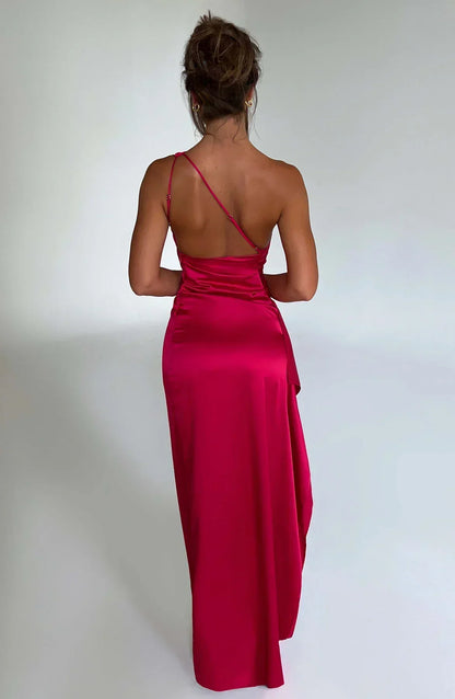Seraphina Grace | Luxury Satin Evening Dress with Slit – Timeless Elegance