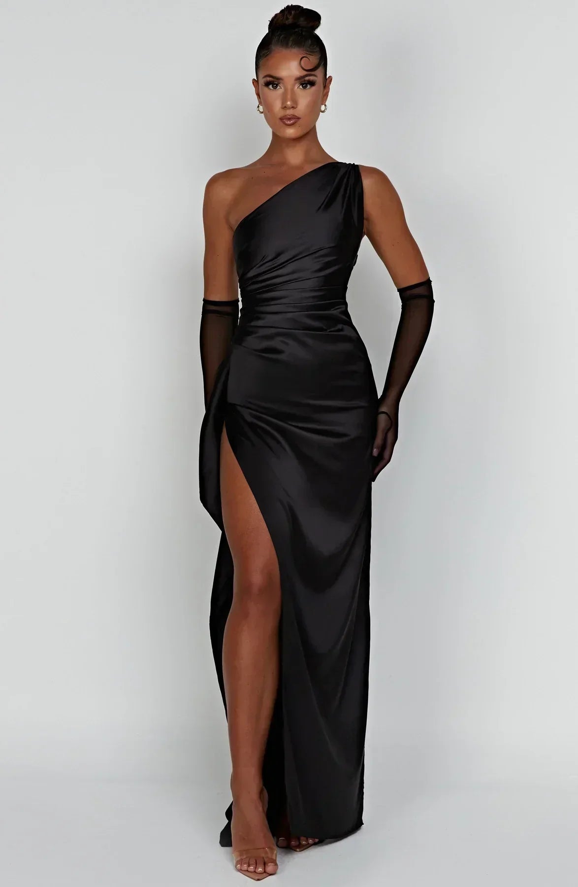 Seraphina Grace | Luxury Satin Evening Dress with Slit – Timeless Elegance