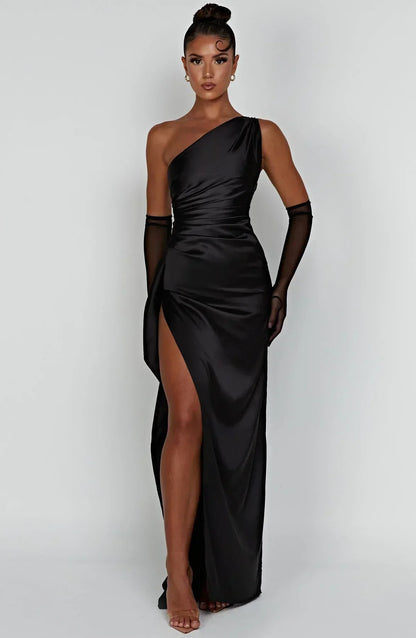 Seraphina Grace | Luxury Satin Evening Dress with Slit – Timeless Elegance