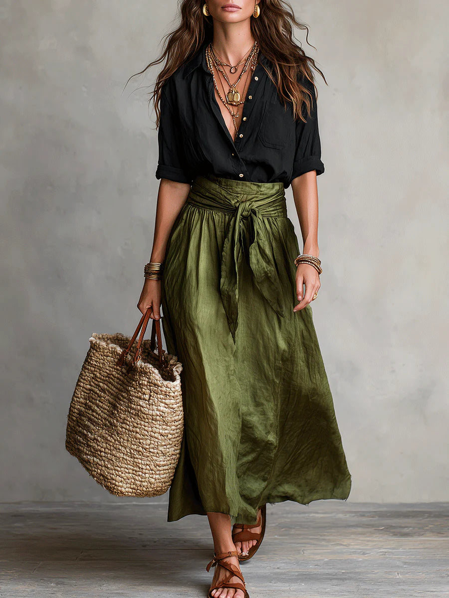 Melina™ | Elegant Two-Piece Set With Midi Skirt