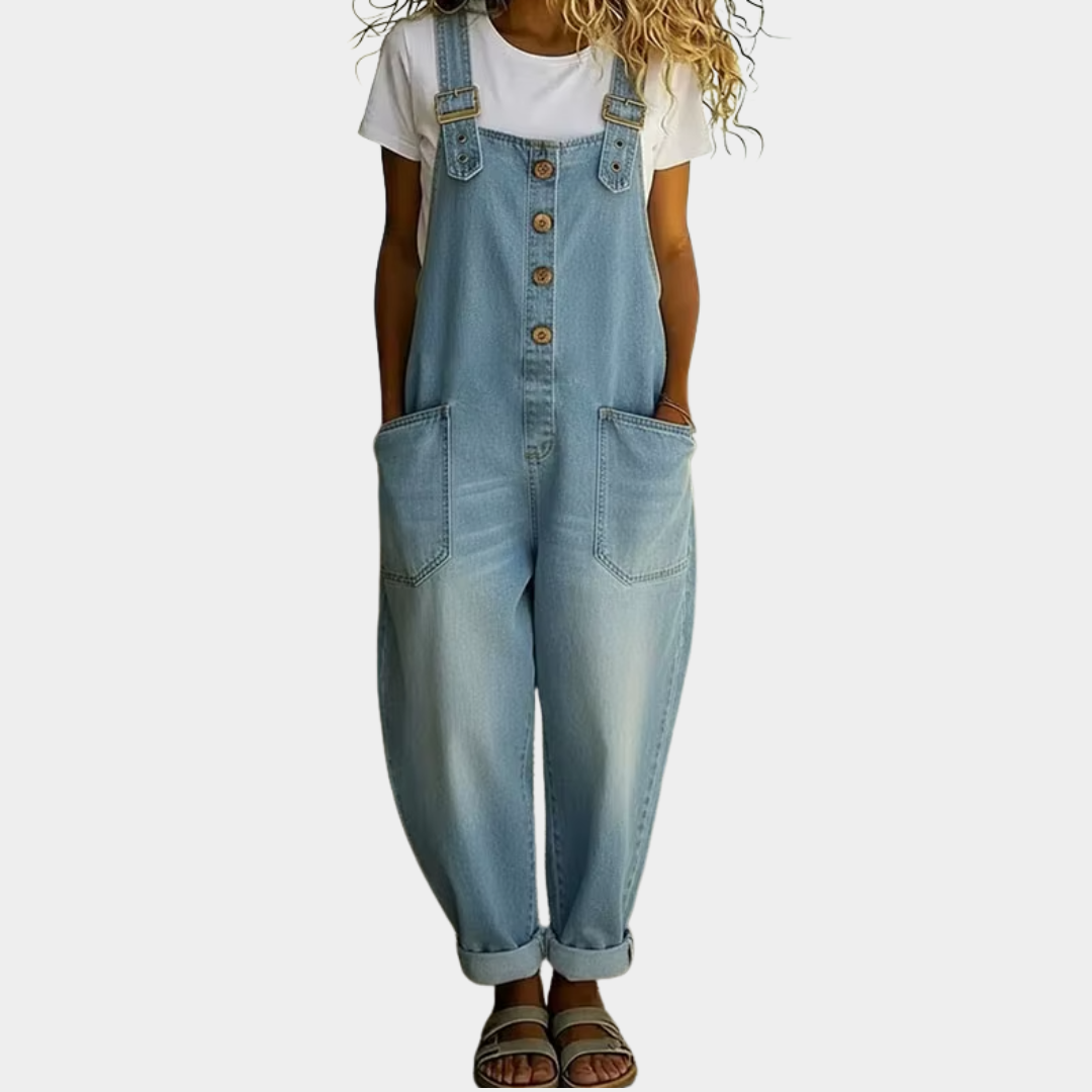 GR | Vintage βαμβακερή denim ολόσωμη φόρμα με ρυθμιζόμενες τιράντες