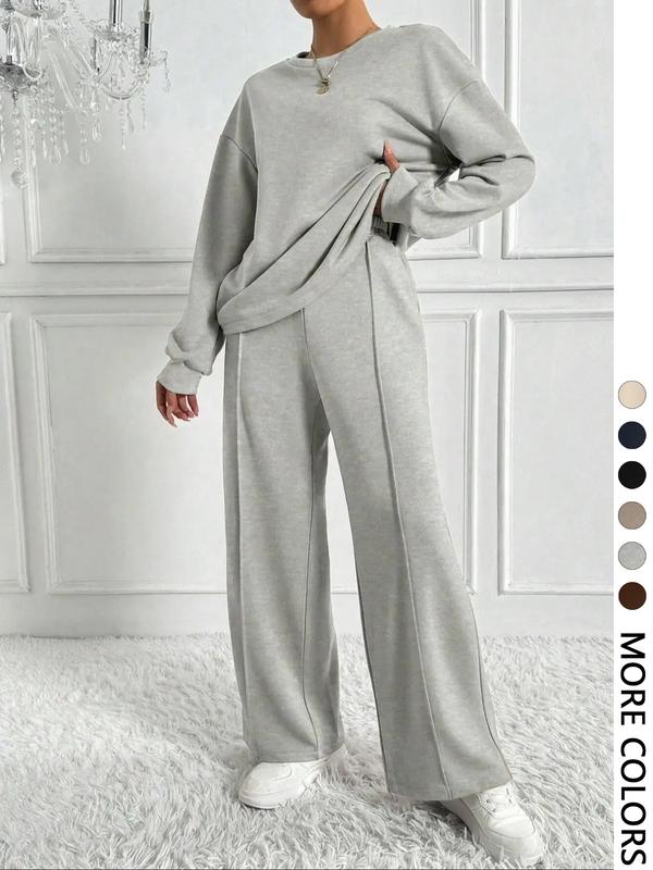 BETH™ - Casual Solid Colour Sweatshirt & Trousers Set for Outdoor Comfort