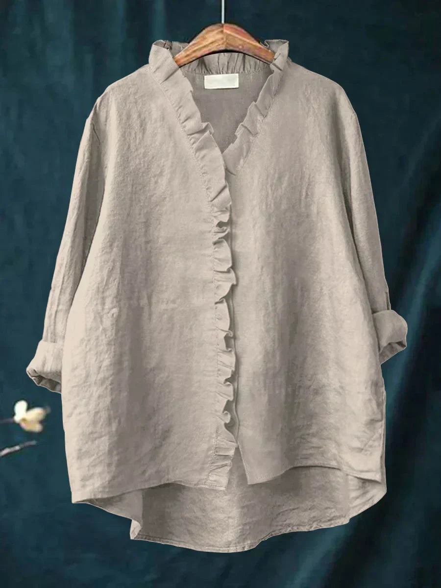 Lily | Cotton and linen blouse with ruffles