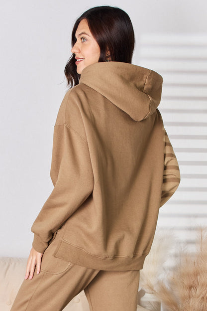 Drawstring drop shoulder hoodie