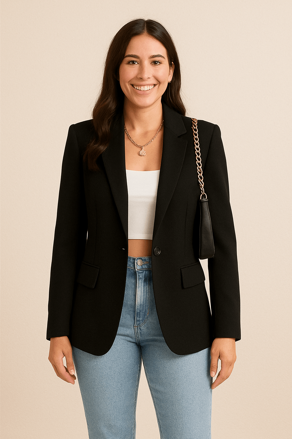 Women's Tailored Blazer – Elegant Classic Lapel Blazer for Casual & Business Wear