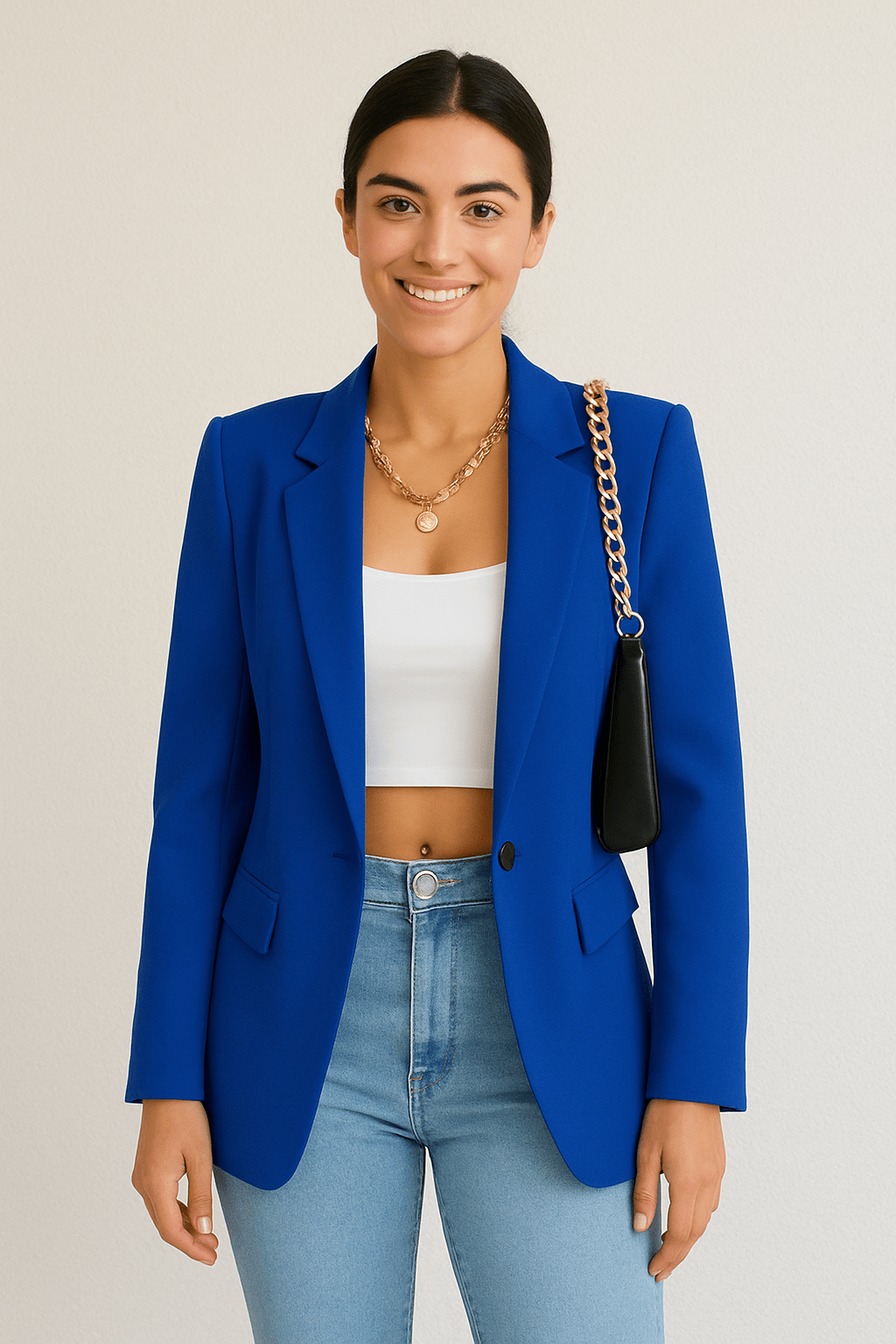 Women's Tailored Blazer – Elegant Classic Lapel Blazer for Casual & Business Wear