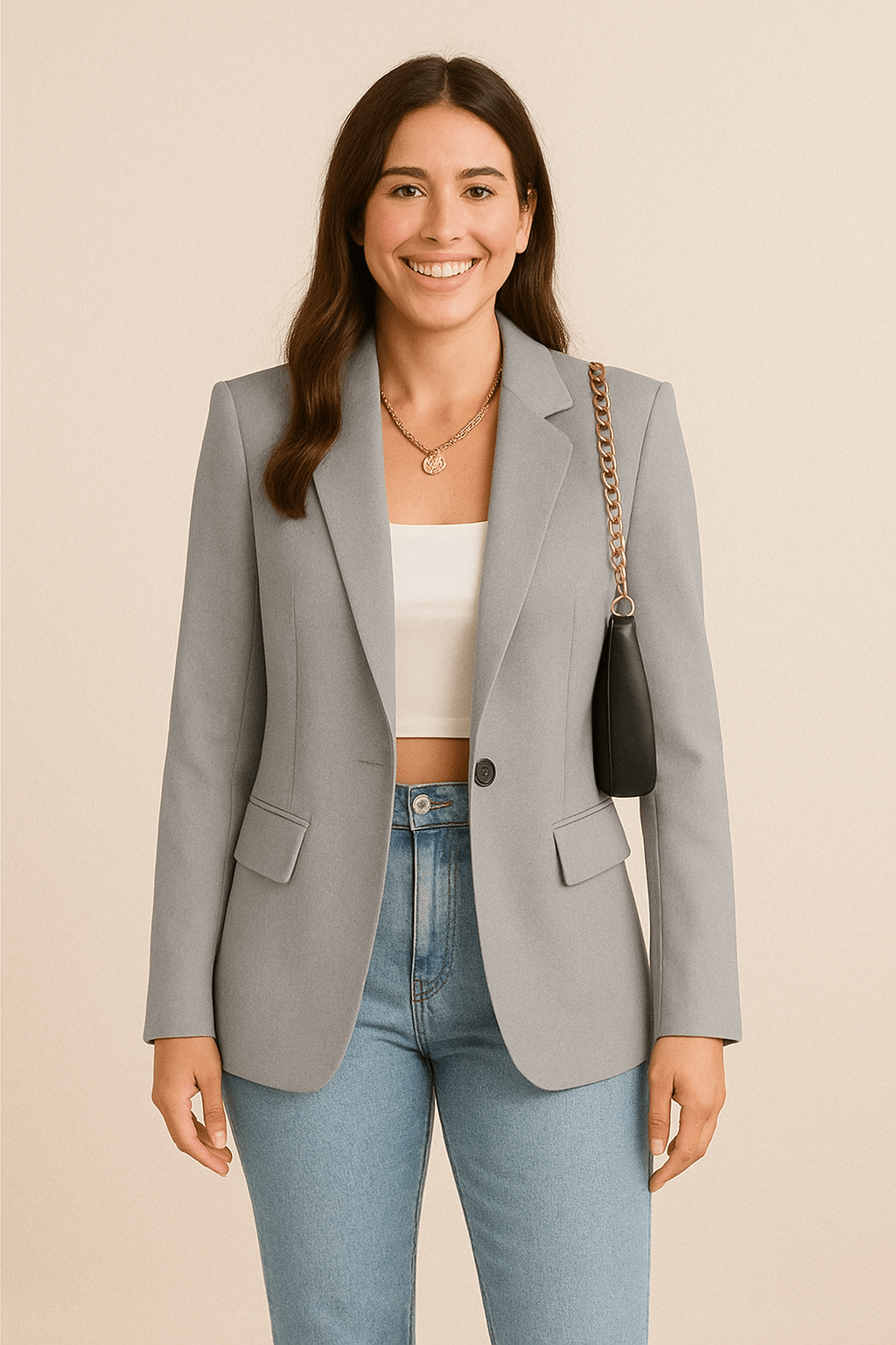 Women's Tailored Blazer – Elegant Classic Lapel Blazer for Casual & Business Wear