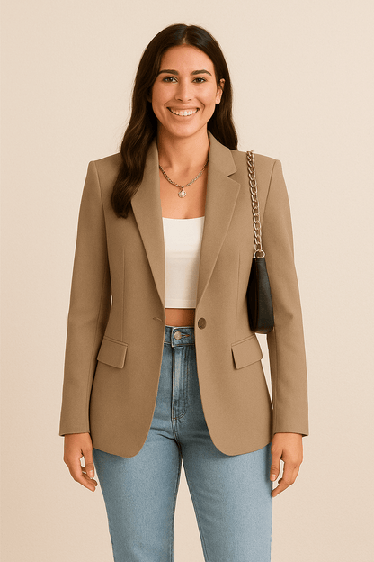 Women's Tailored Blazer – Elegant Classic Lapel Blazer for Casual & Business Wear