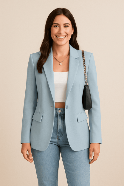 Women's Tailored Blazer – Elegant Classic Lapel Blazer for Casual & Business Wear