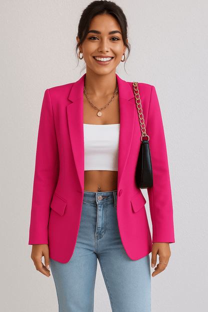 Women's Tailored Blazer – Elegant Classic Lapel Blazer for Casual & Business Wear