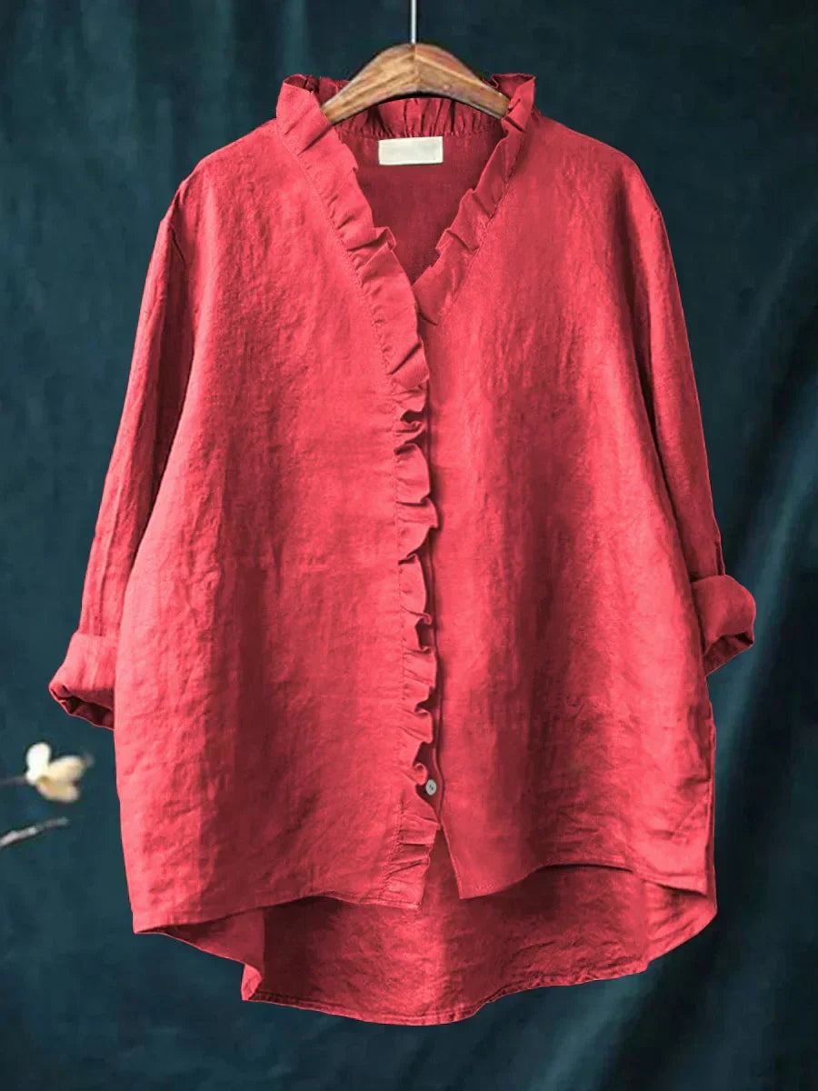 Lily | Cotton and linen blouse with ruffles
