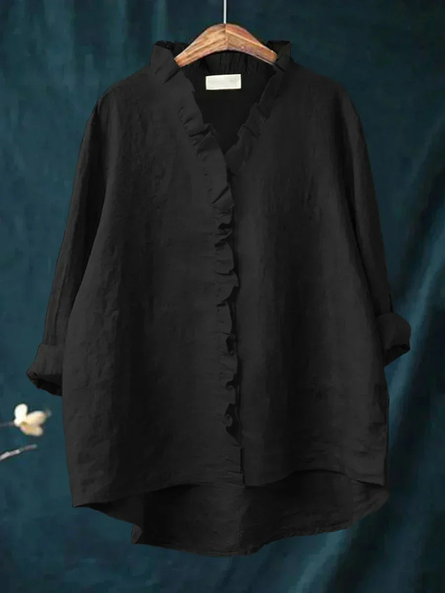 Lily | Cotton and linen blouse with ruffles