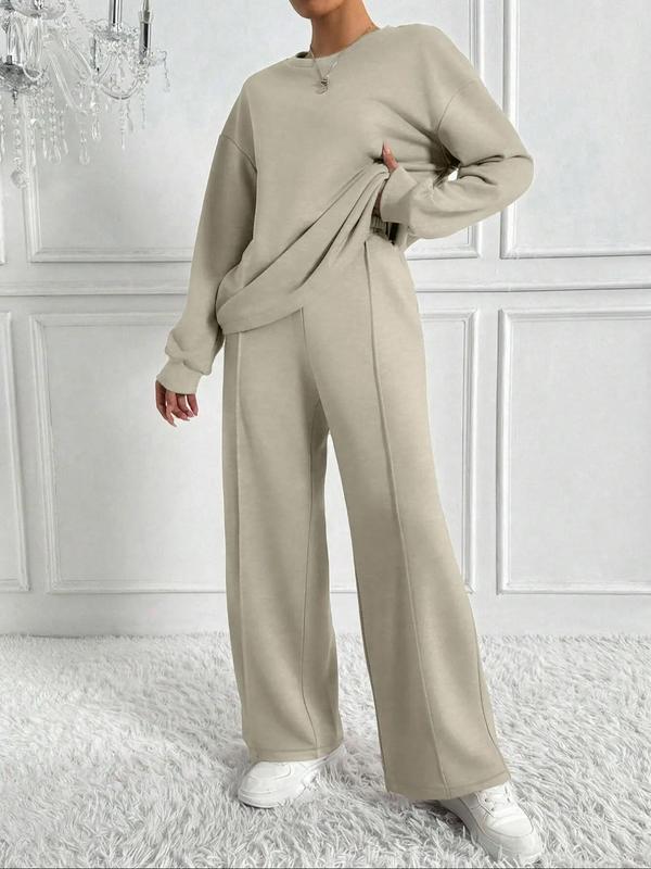 BETH™ - Casual Solid Colour Sweatshirt & Trousers Set for Outdoor Comfort