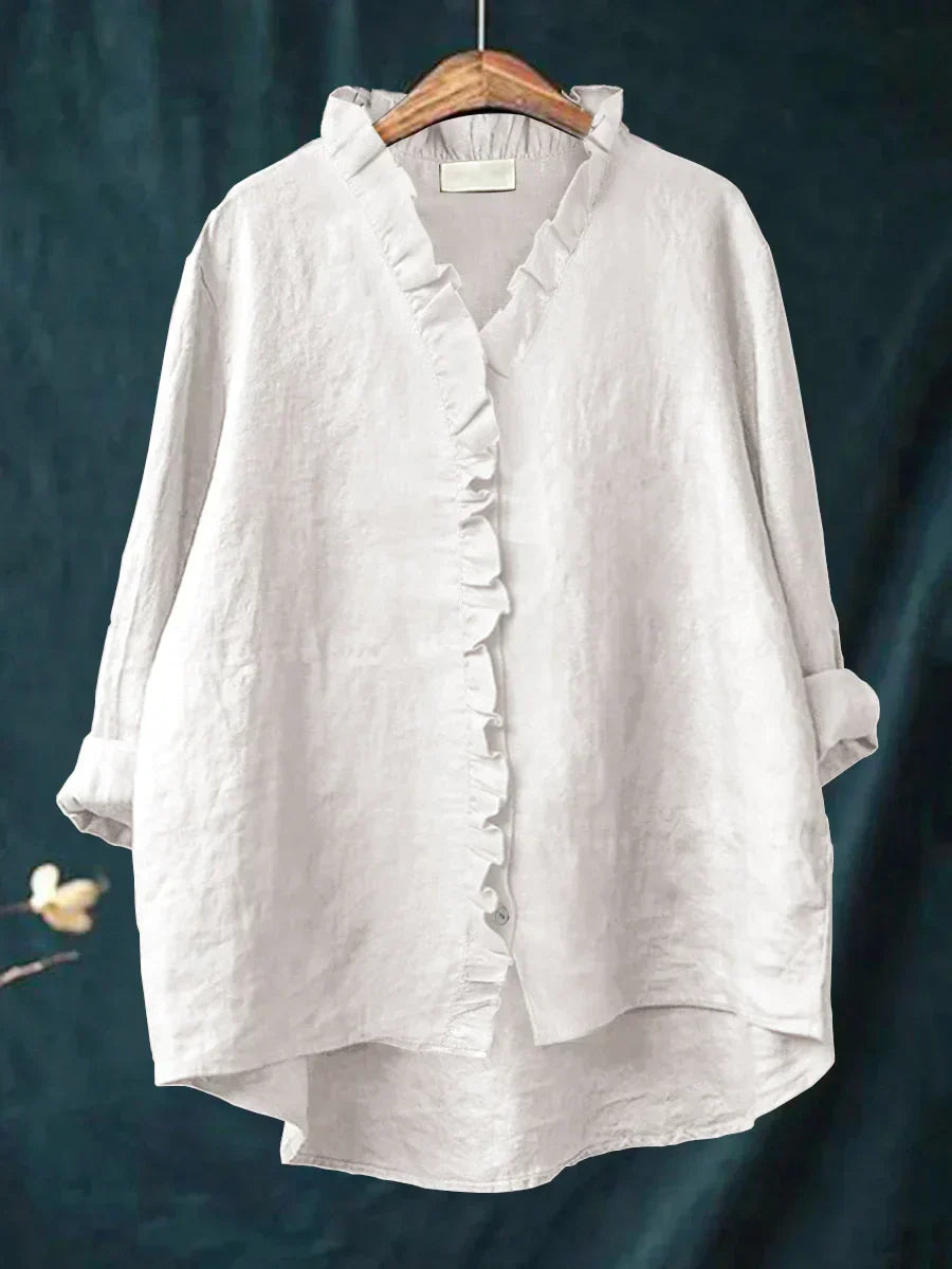 Lily | Cotton and linen blouse with ruffles