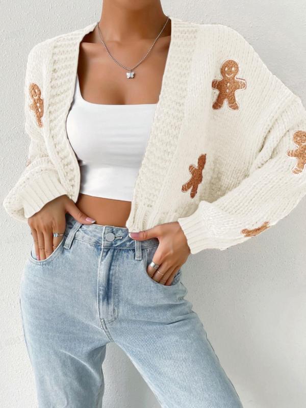 HEIDI™ - Open Front Knit Cardigan with Cartoon Print for Cosy Outfits