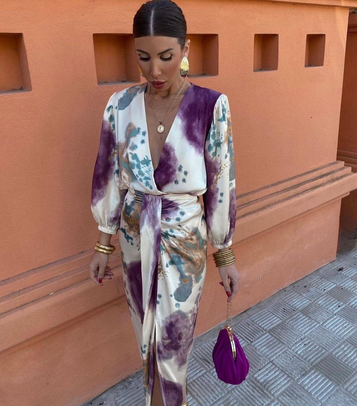 Valeria | Satin V-Neck Dress